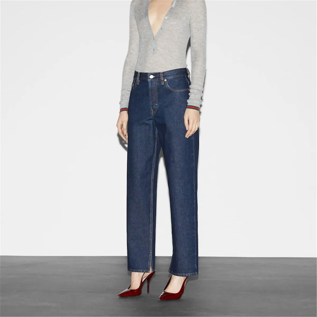 DENIM TROUSER WITH GUCCI LABEL