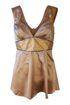 DOLCE & GABBANA Silk Mix Vintage Style Camisole With Metallic Detail (L)