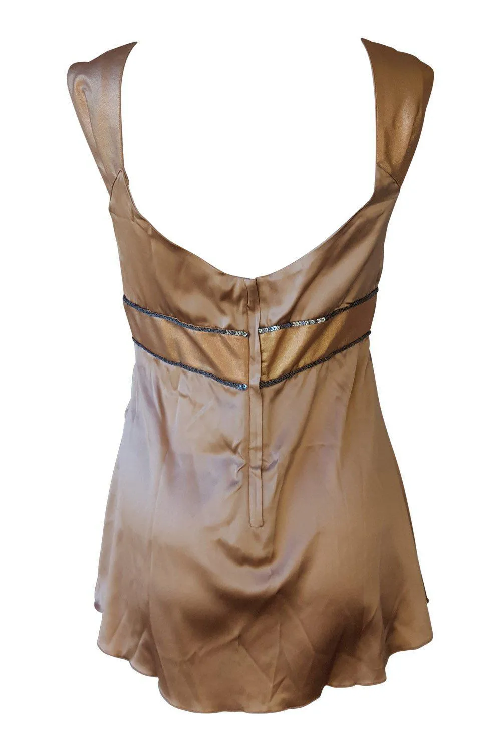 DOLCE & GABBANA Silk Mix Vintage Style Camisole With Metallic Detail (L)