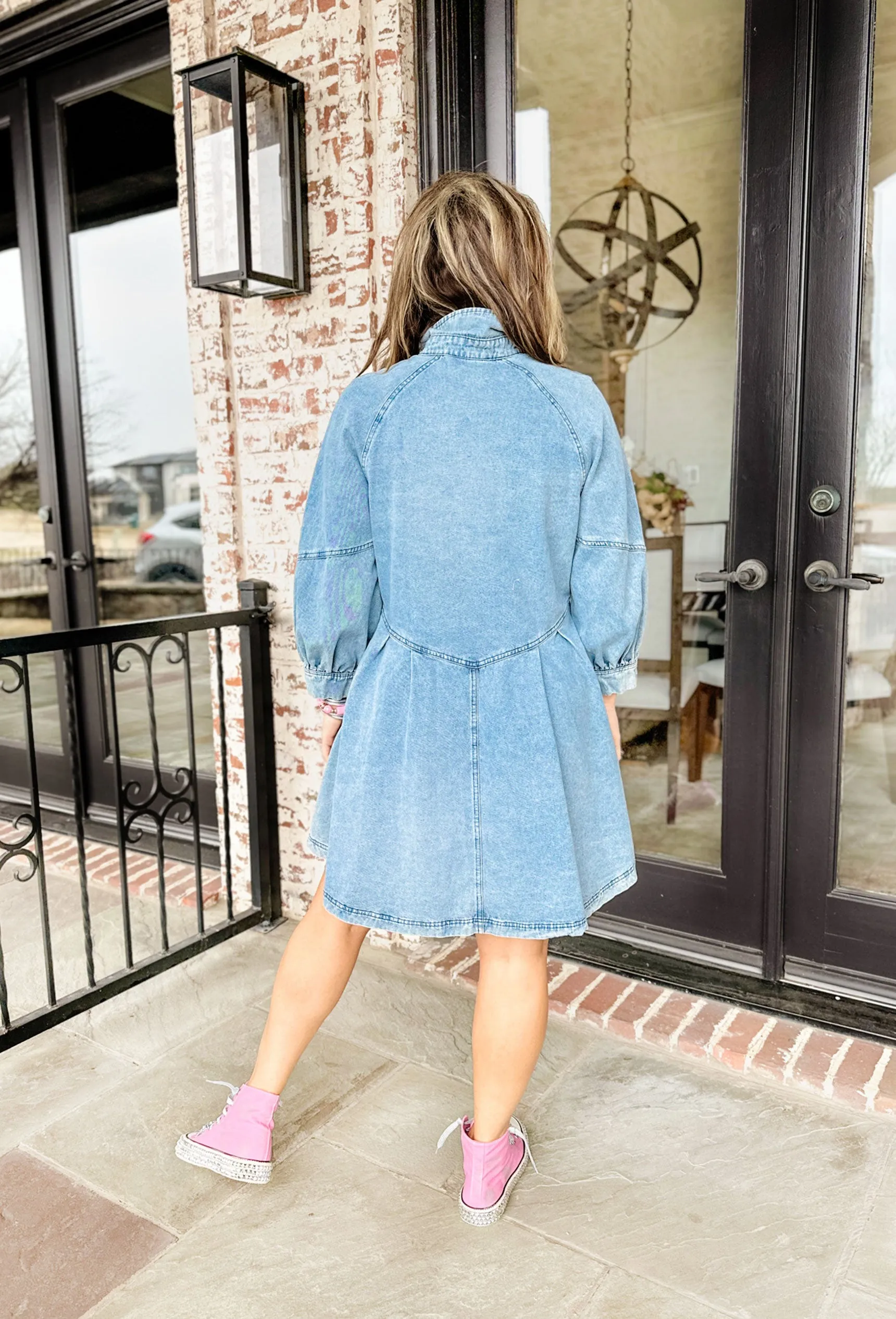 Chic Good Spirits Denim Midi Dress with Stylish Details