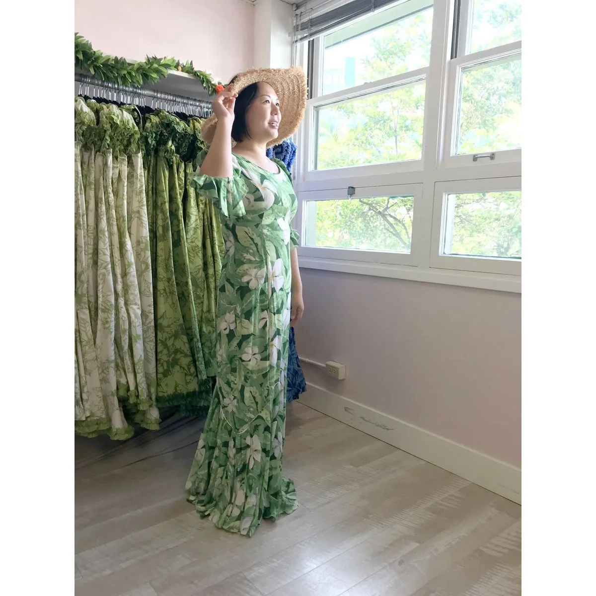 Green Tiare Rayon Long Dress 2701