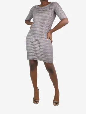 Grey short-sleeved sparkly dress - size FR 42