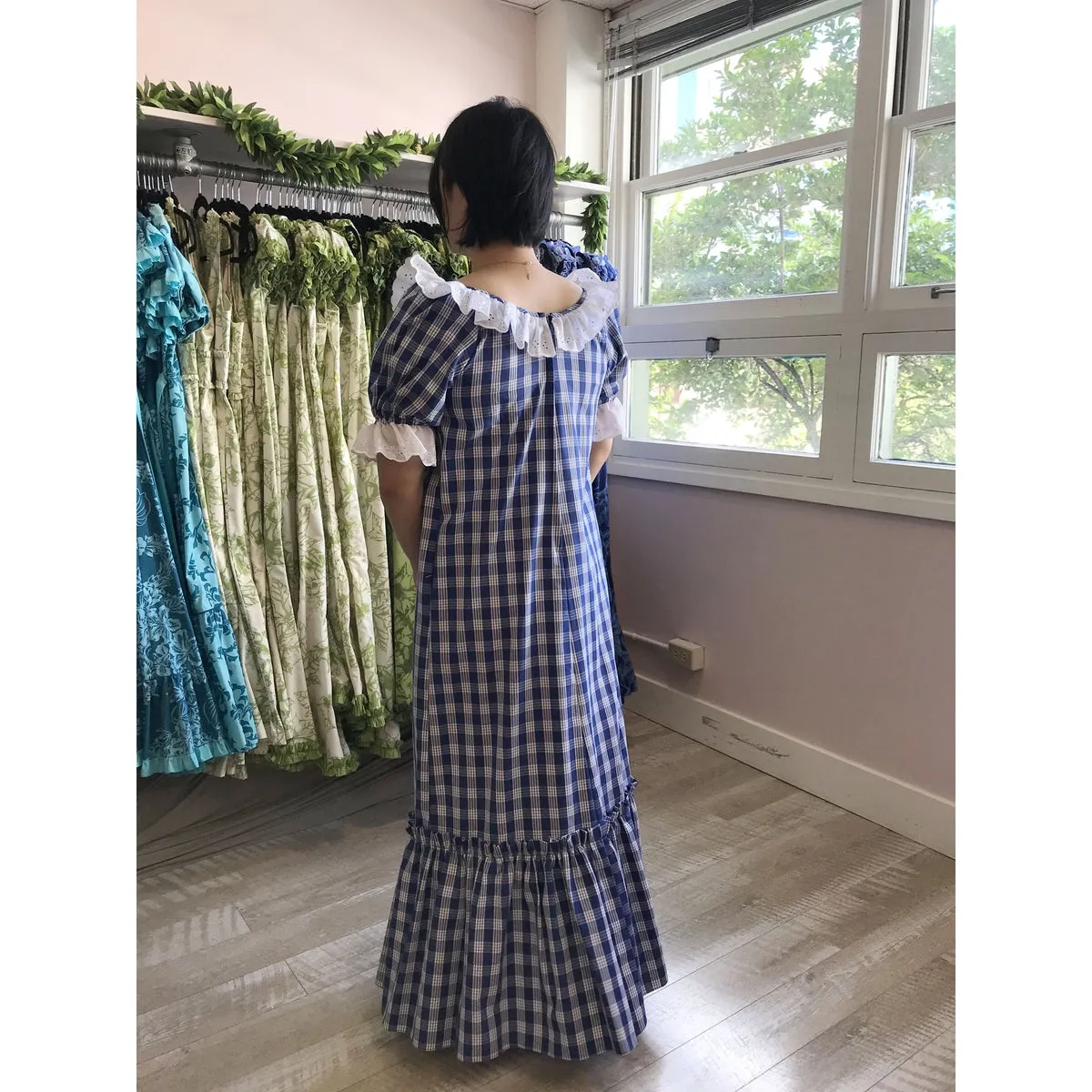 Hawaiian Blue Palaka Muumuu 8631