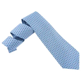 Hermes Light Blue Silk Pattern Tie