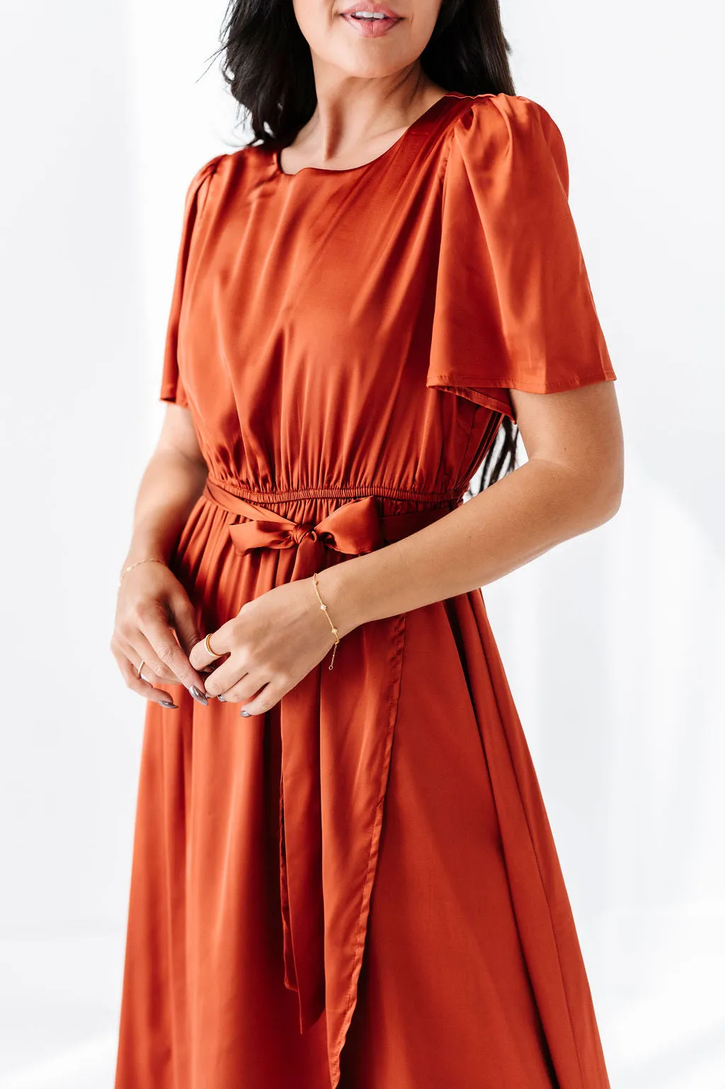 Hollie Tie Dress in Rust