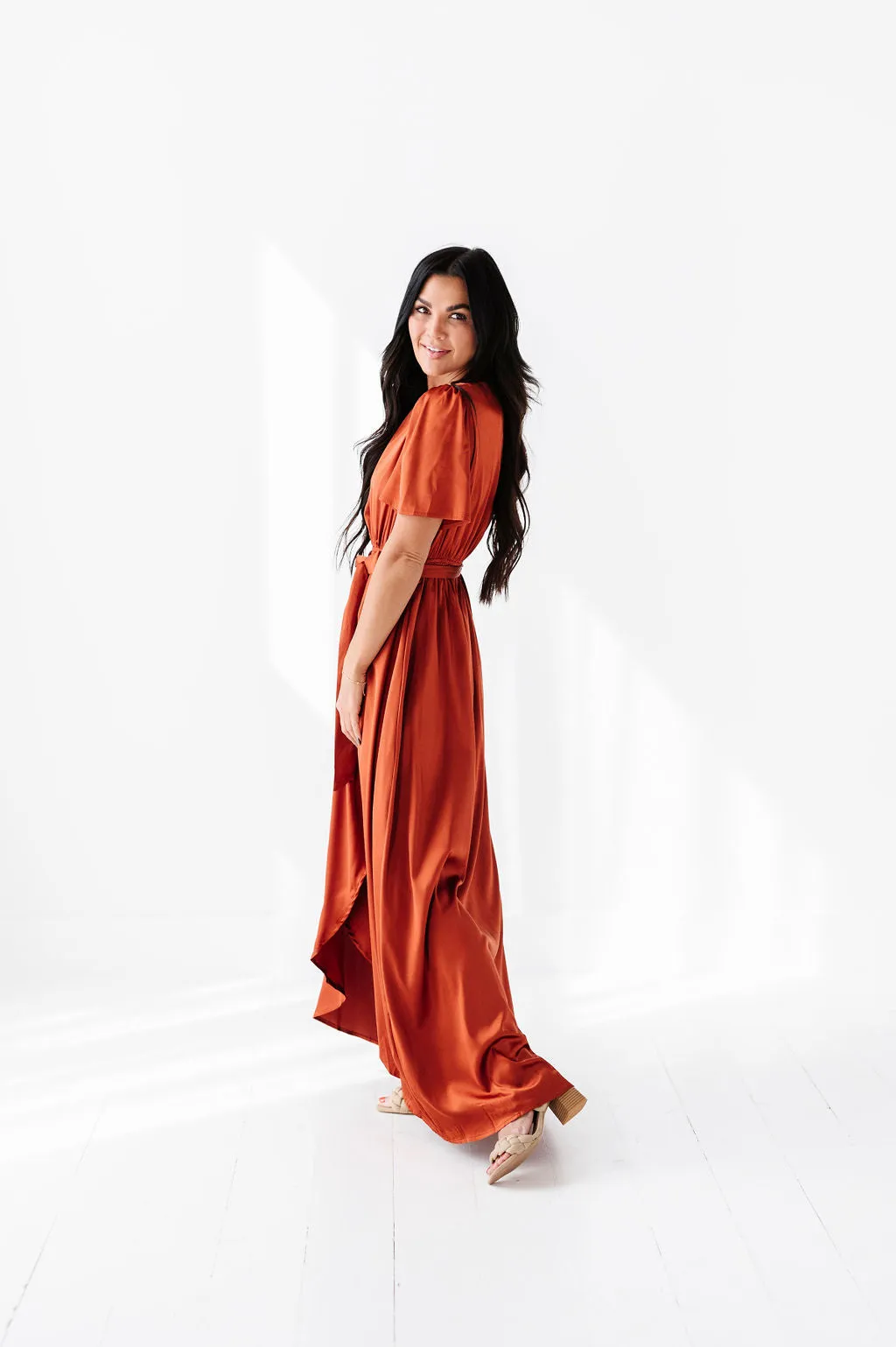 Hollie Tie Dress in Rust