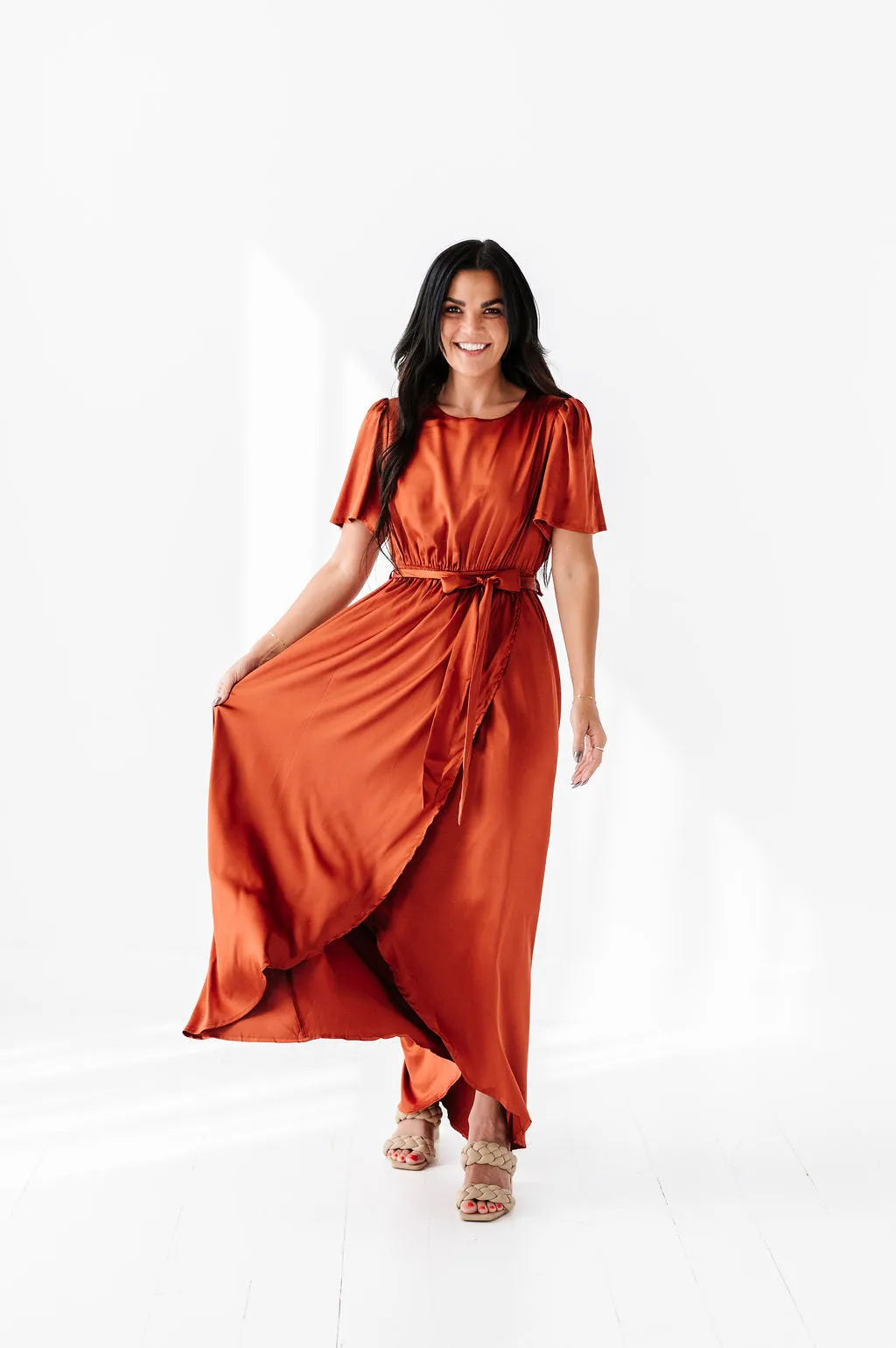 Hollie Tie Dress in Rust