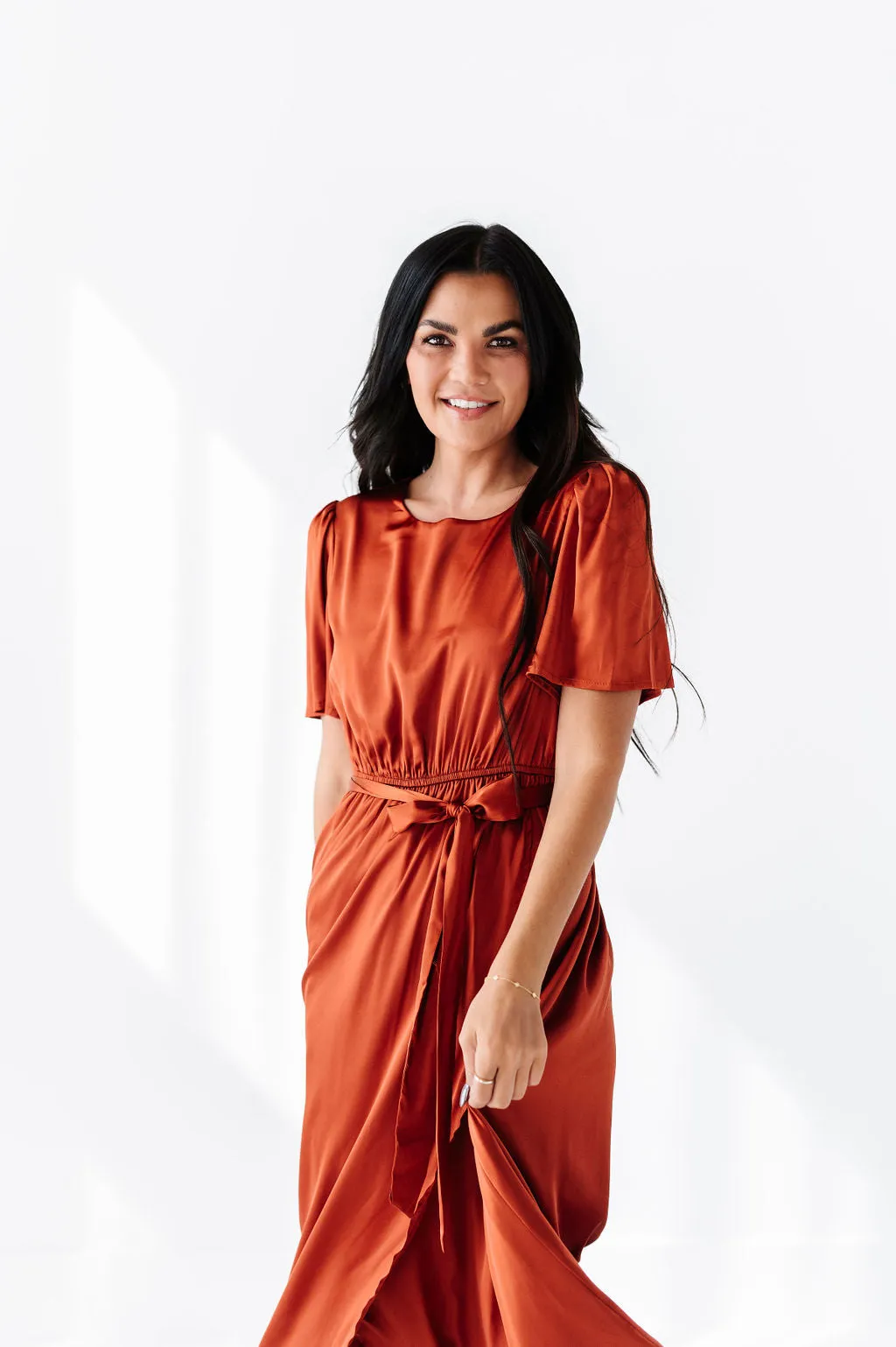 Hollie Tie Dress in Rust