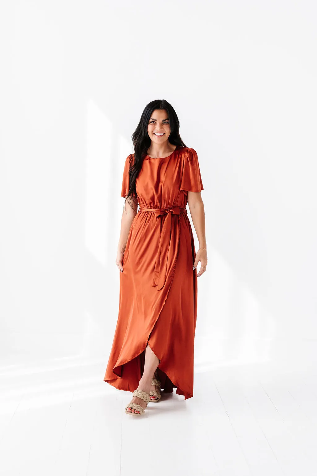 Hollie Tie Dress in Rust