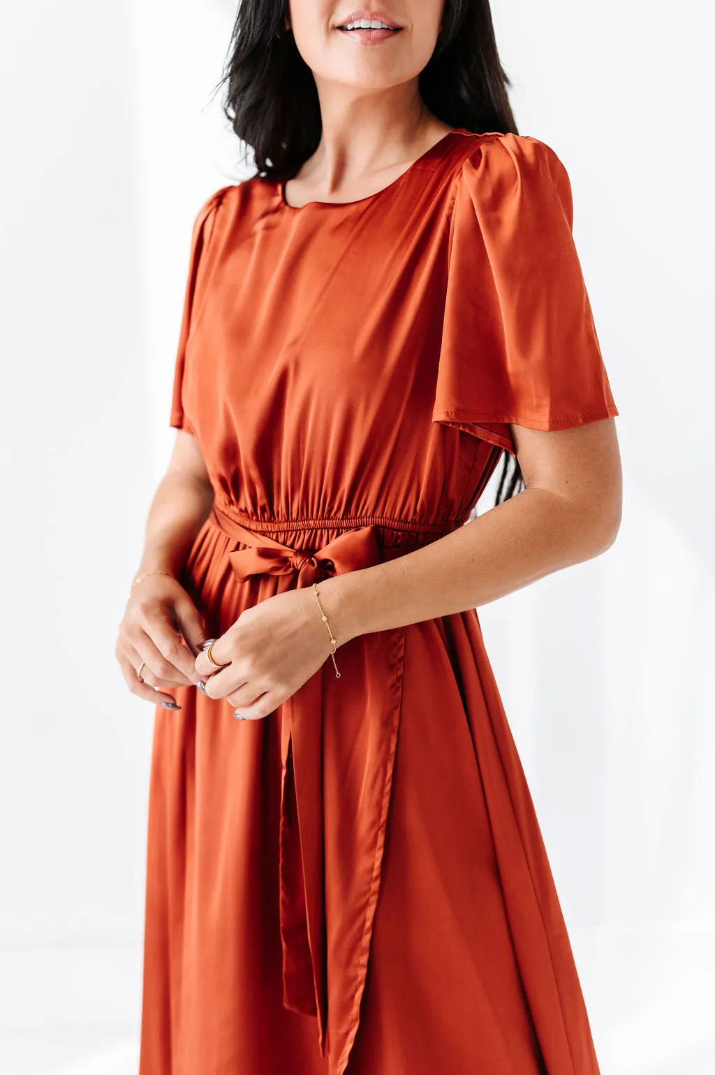 Hollie Tie Dress in Rust