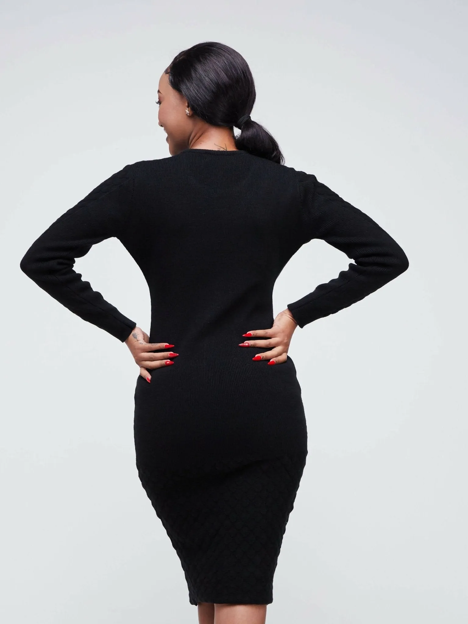 Infy Knit Wear Zuri Bodycon Dress - Black