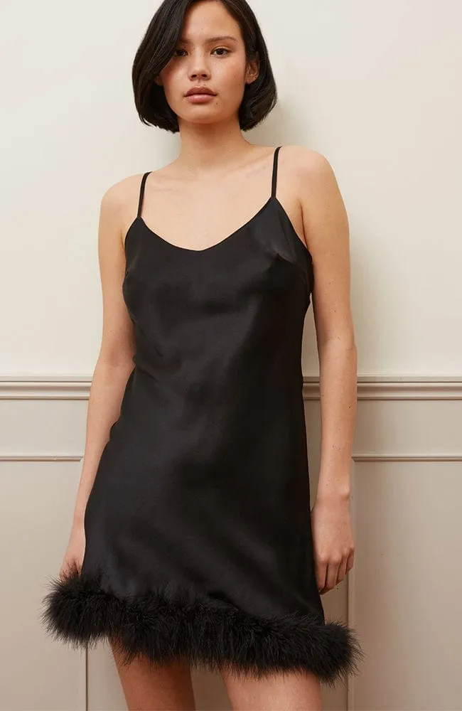 Kitty Feather Trim Slip Dress