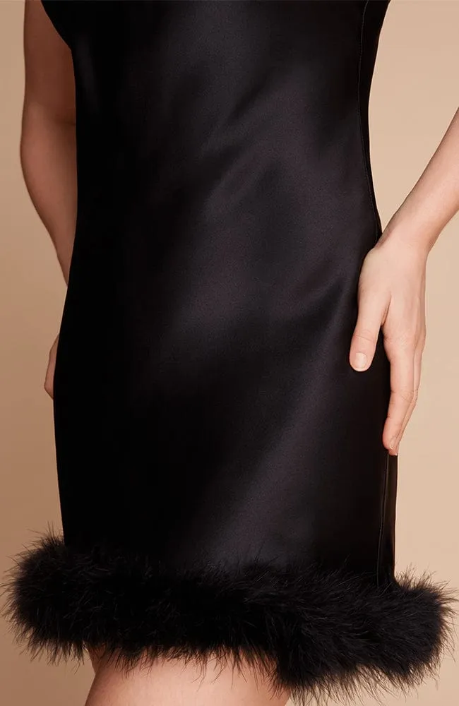 Kitty Feather Trim Slip Dress