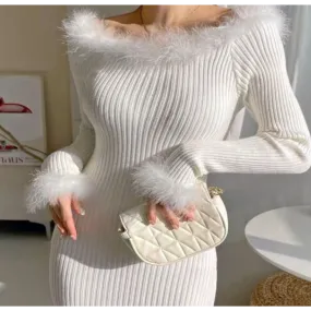 knitted dress fluffy dress