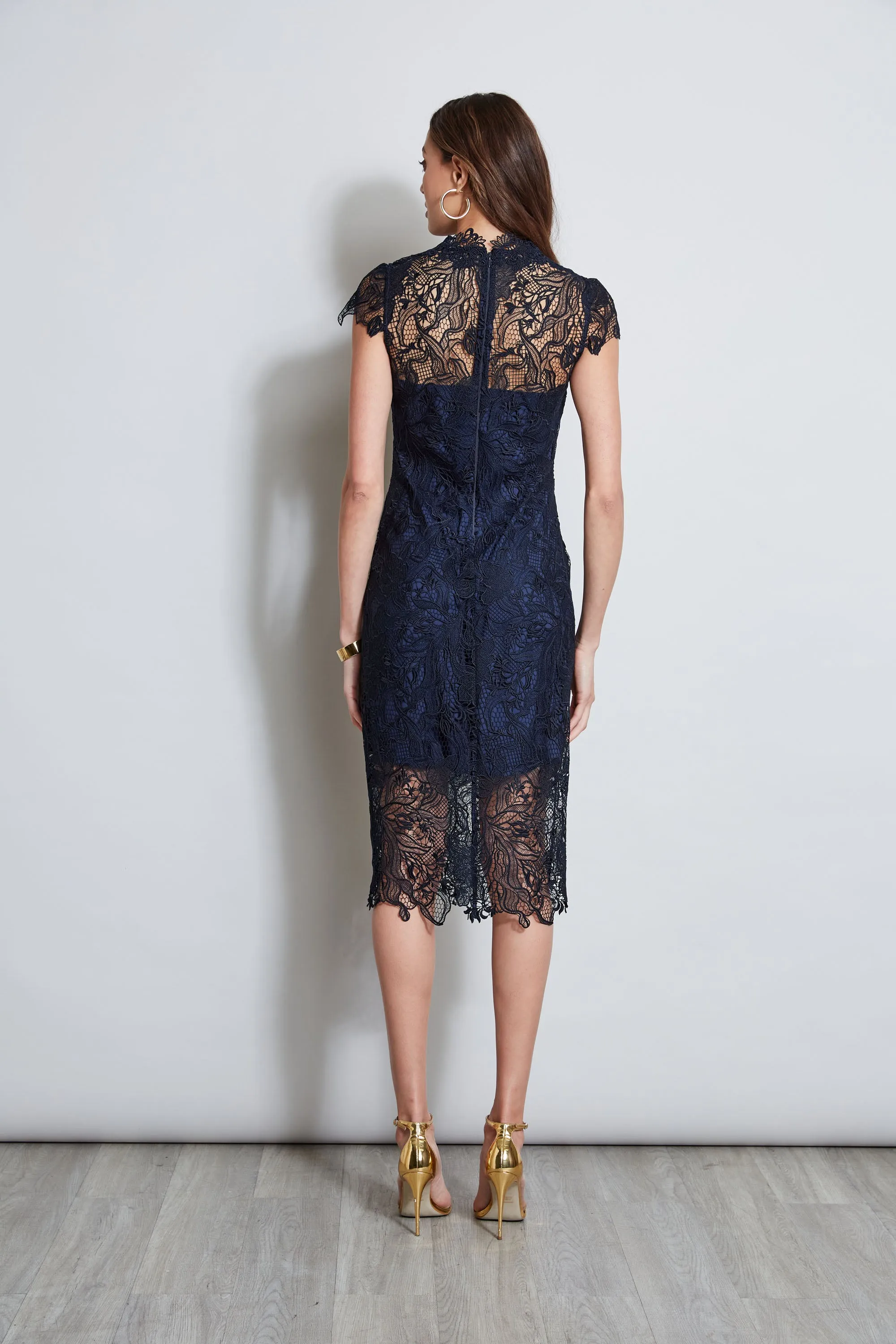 Lace Applique Midi Dress