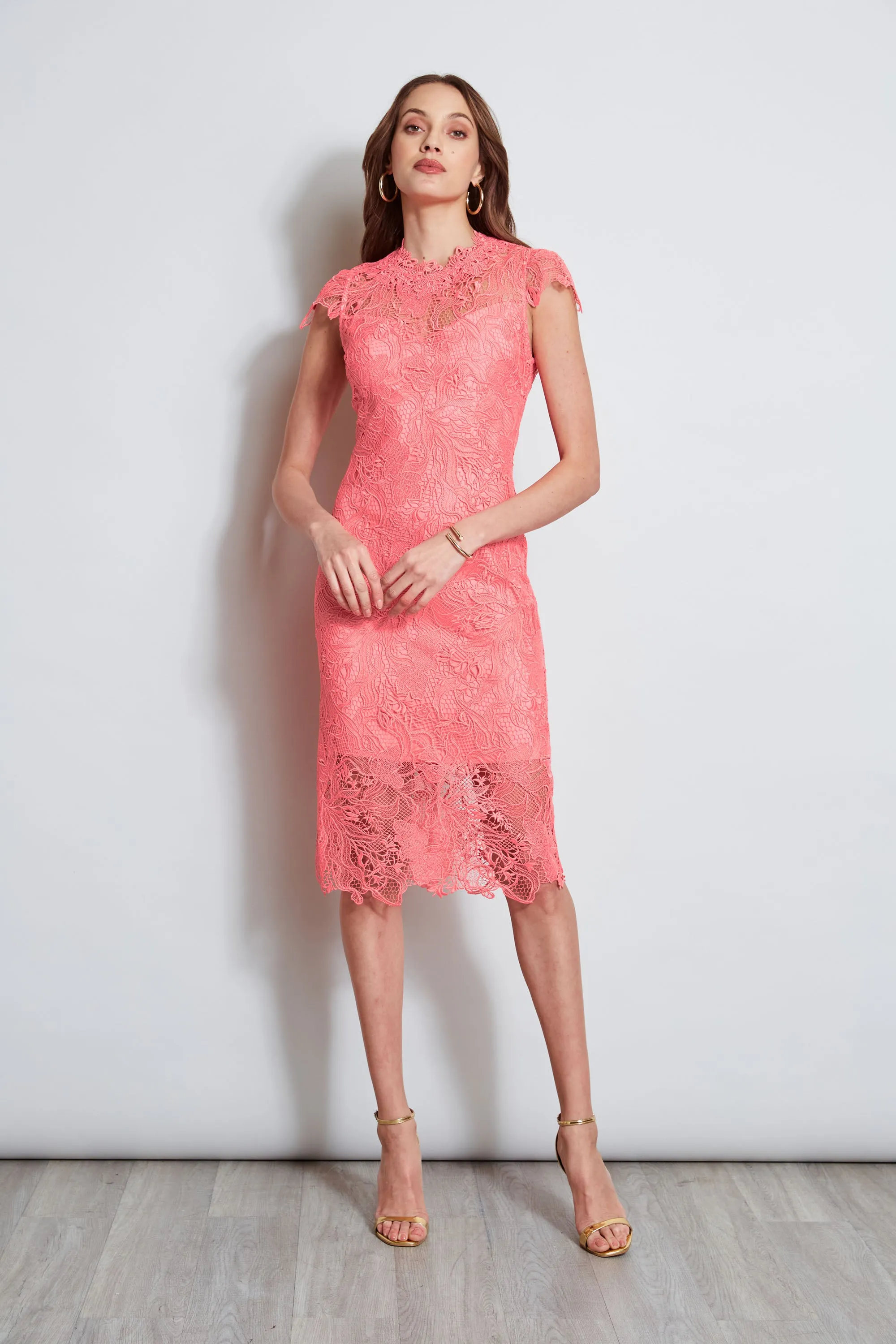 Lace Applique Midi Dress