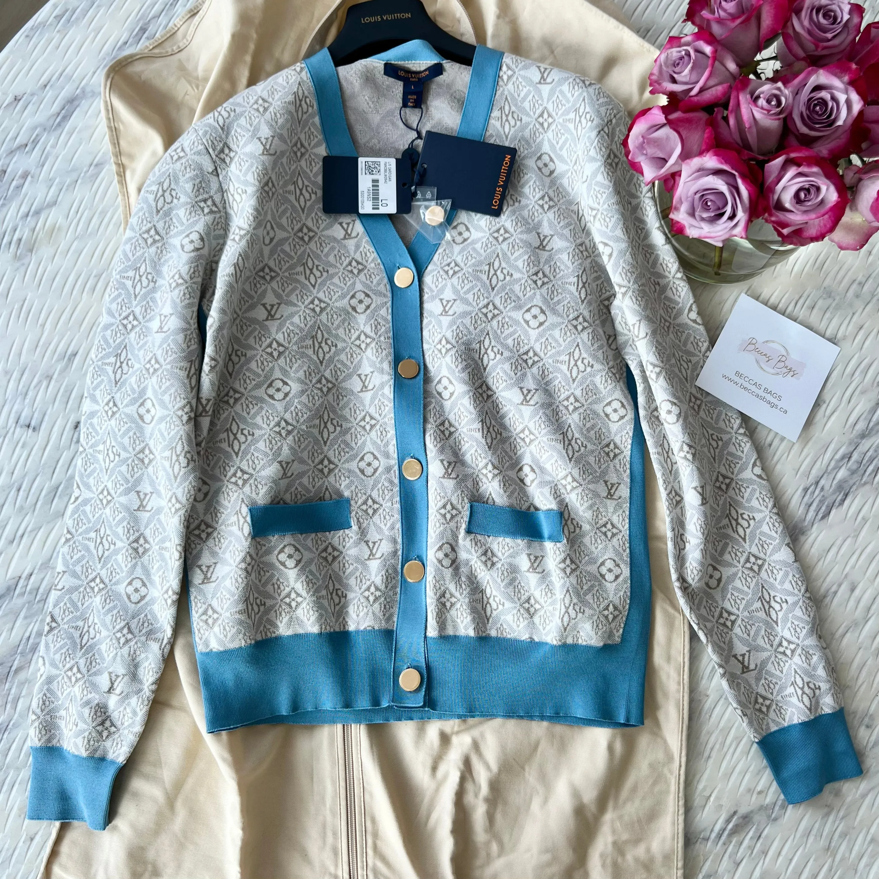 Louis Vuitton Since 1854 Contrast Trim Cardigan