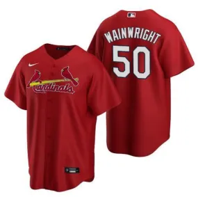 Mens St. Louis Cardinals Adam Wainwright Cool Base Replica Jersey Red