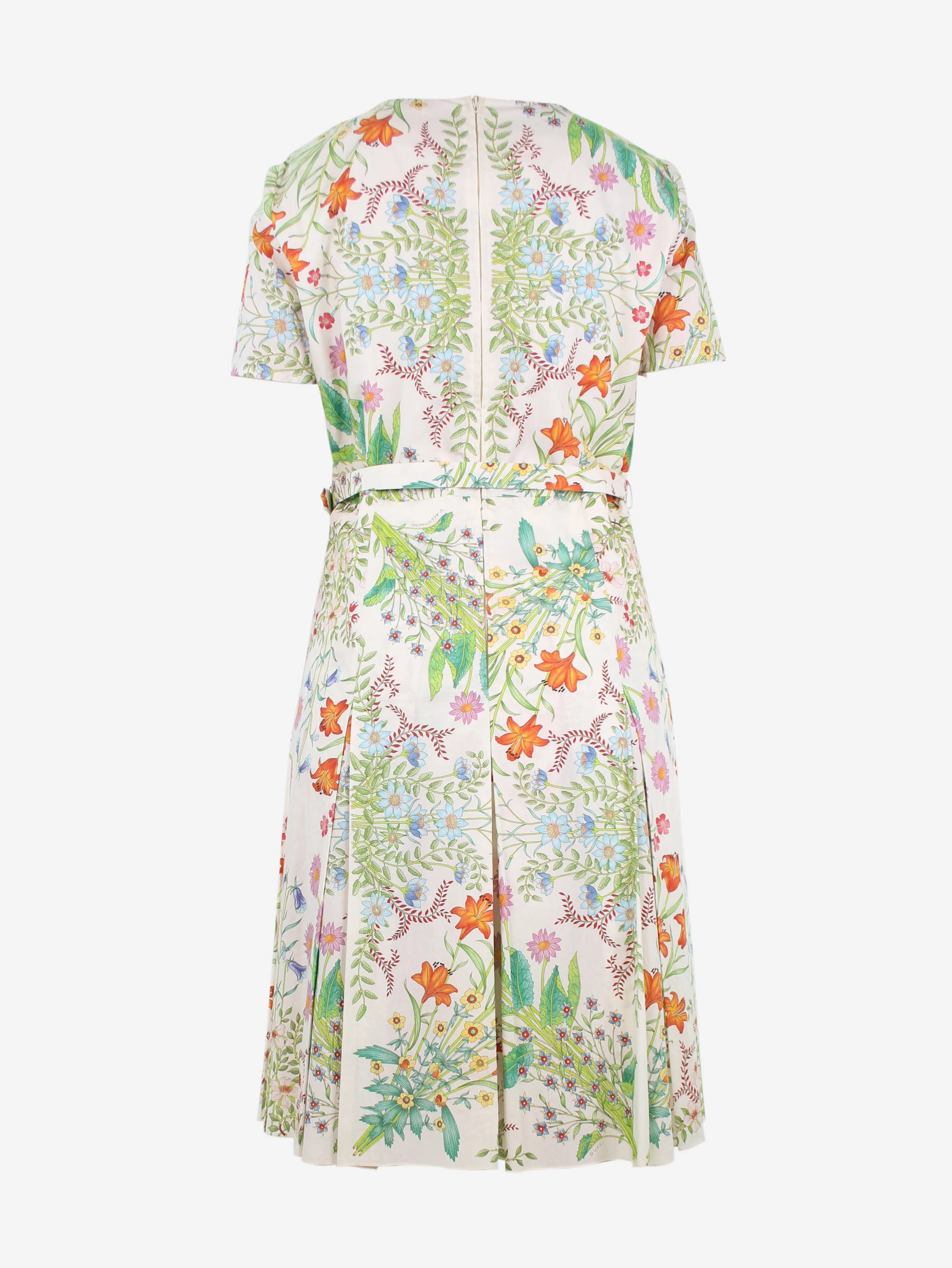 Multi round-neckline midi floral dress - size UK 14