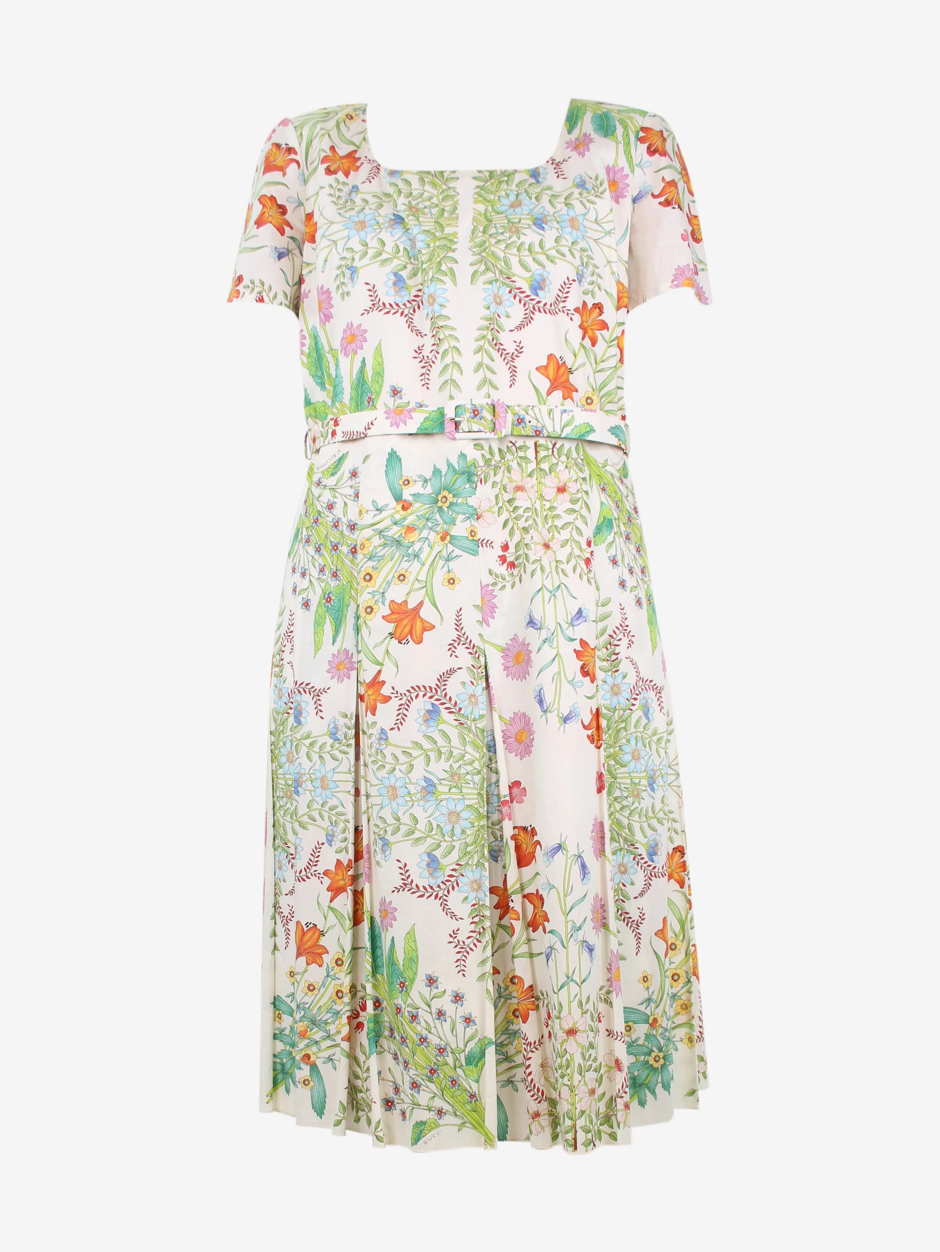 Multi round-neckline midi floral dress - size UK 14