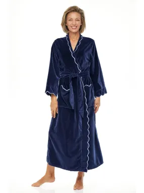 Navy Cotton Velvet Classic Robe