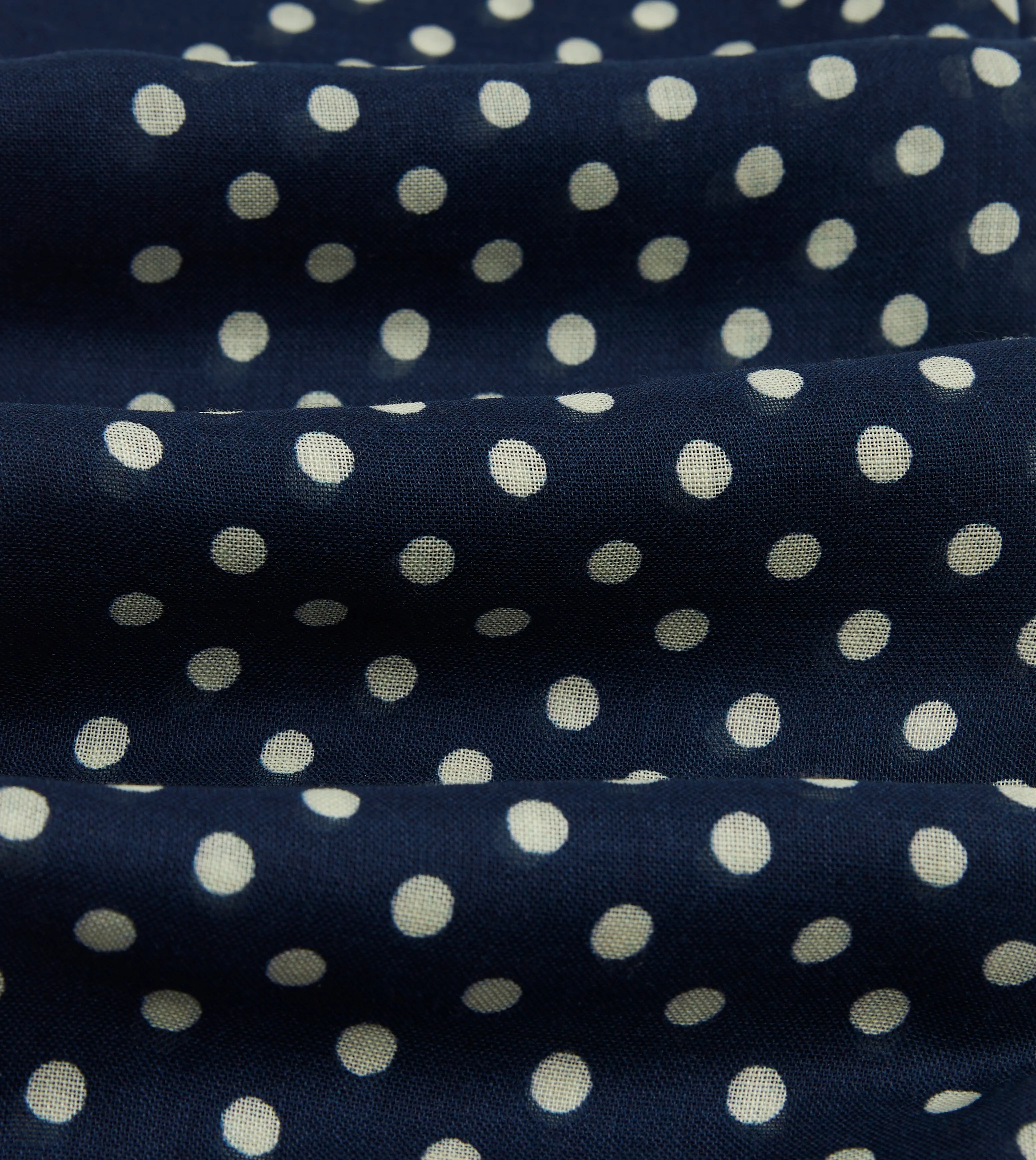 Navy Hand-Drawn Polka Dot Wool-Silk Scarf