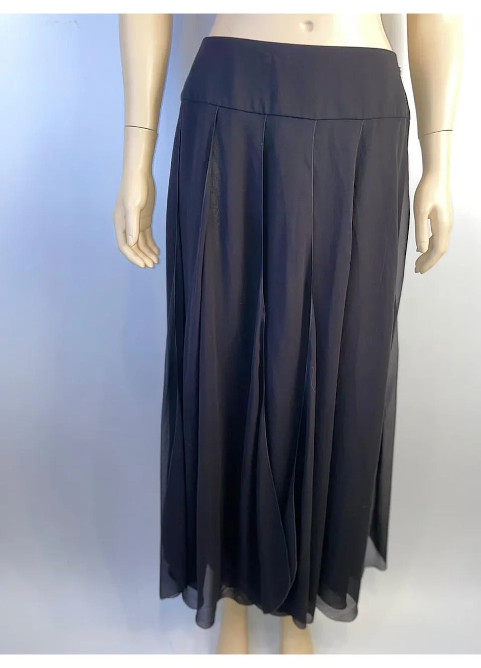 NWT Chanel 00S, 2000 Summer black long chiffon skirt FR 40