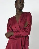 Pena Long Sleeve Wrap Dress - Ruby