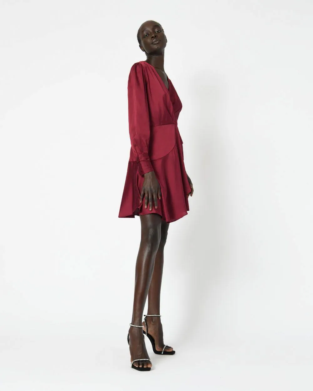 Pena Long Sleeve Wrap Dress - Ruby