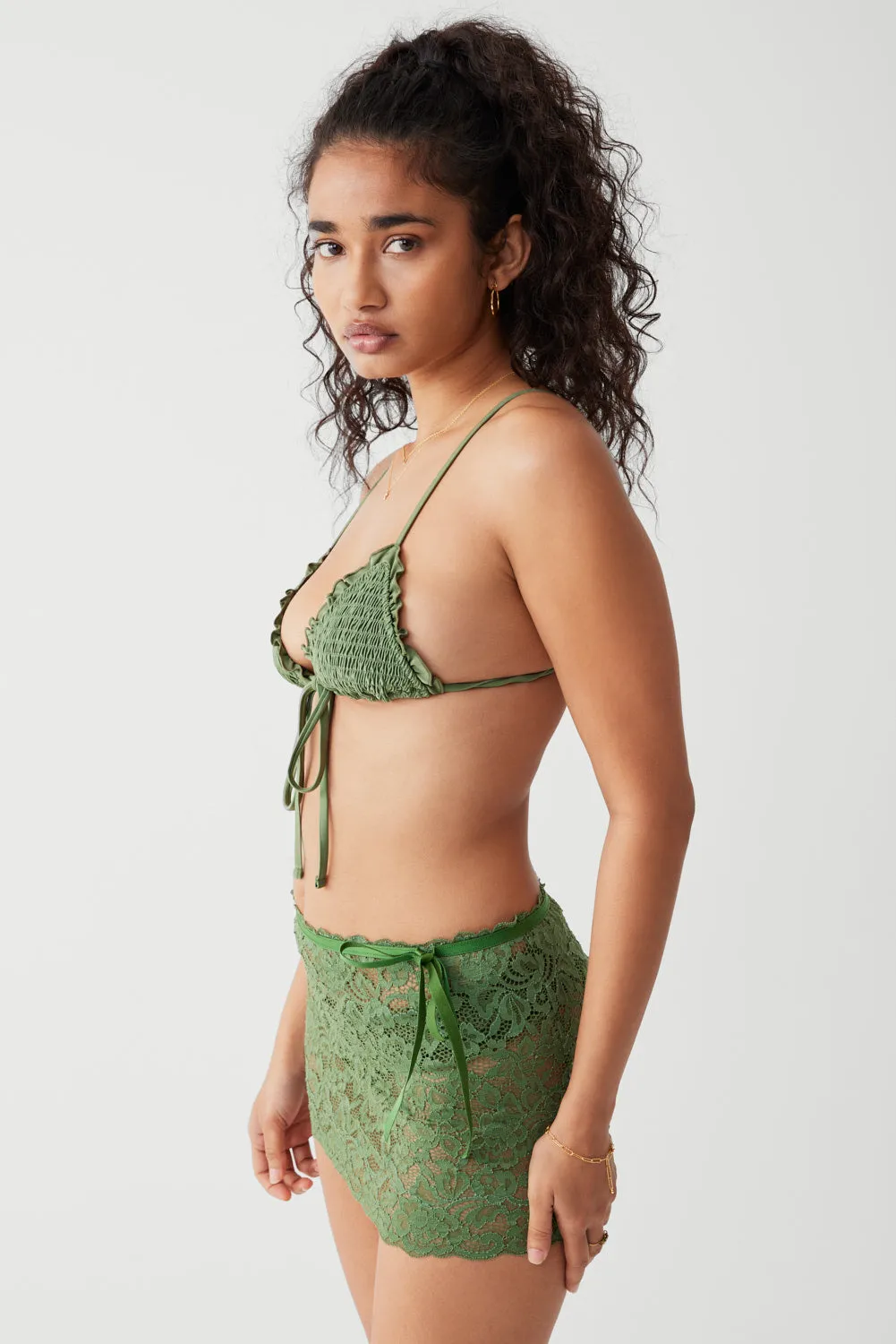 Penny Shine Triangle Bikini Top - Sea Moss