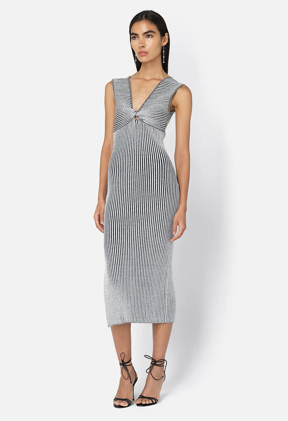 Piper Silk Rib Twist Dress / Charcoal