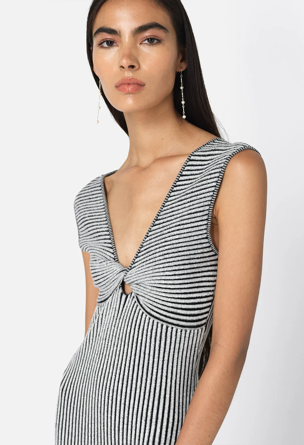 Piper Silk Rib Twist Dress / Charcoal