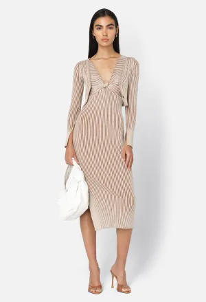 Piper Silk Rib Twist Dress / Mocha