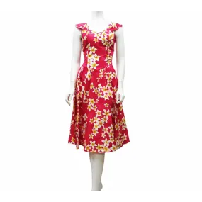 Plumeria Shower Cotton Sun Dress | Red, Pink