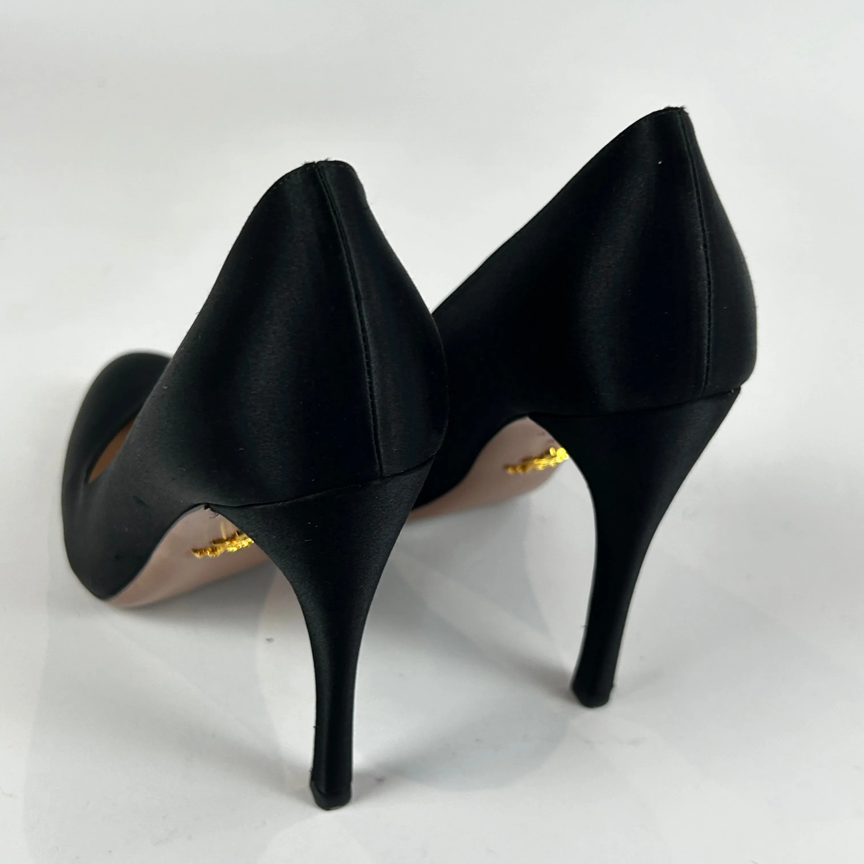 Prada 505 Black Silk 110 Heels 38.5