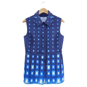 Prada Blue Geometric Pattern Sleeveless Top