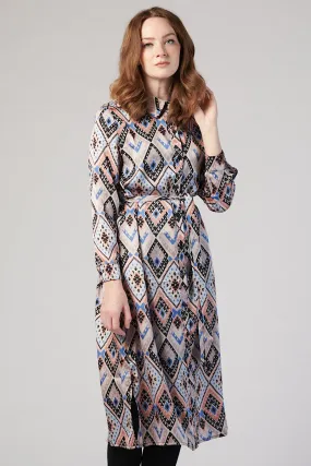 Printed Midi Dress - Satin Diamond