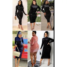 Round Neck Long Sleeve Bodycon Dress