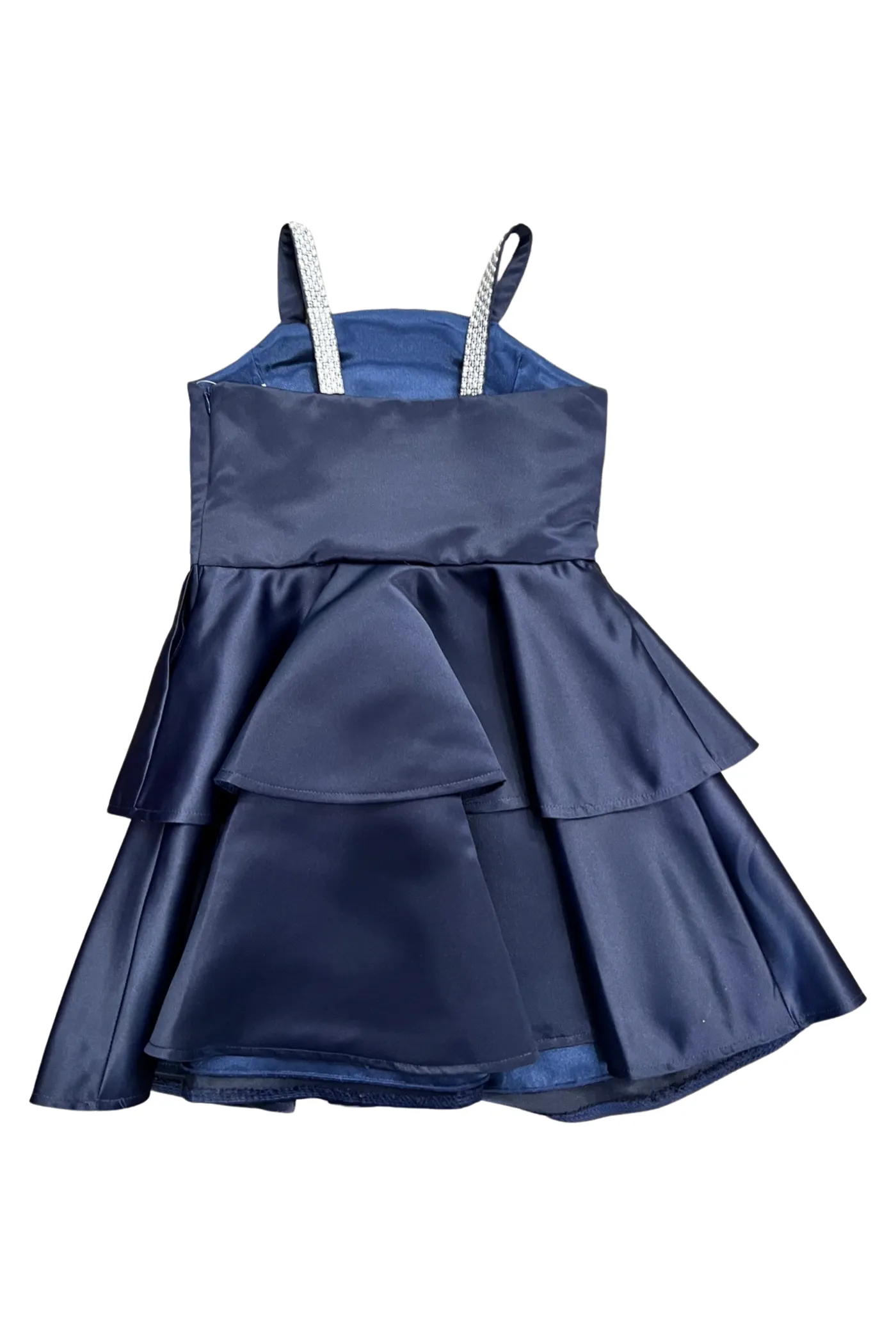 Satin Tiered Pearl Strap Dress