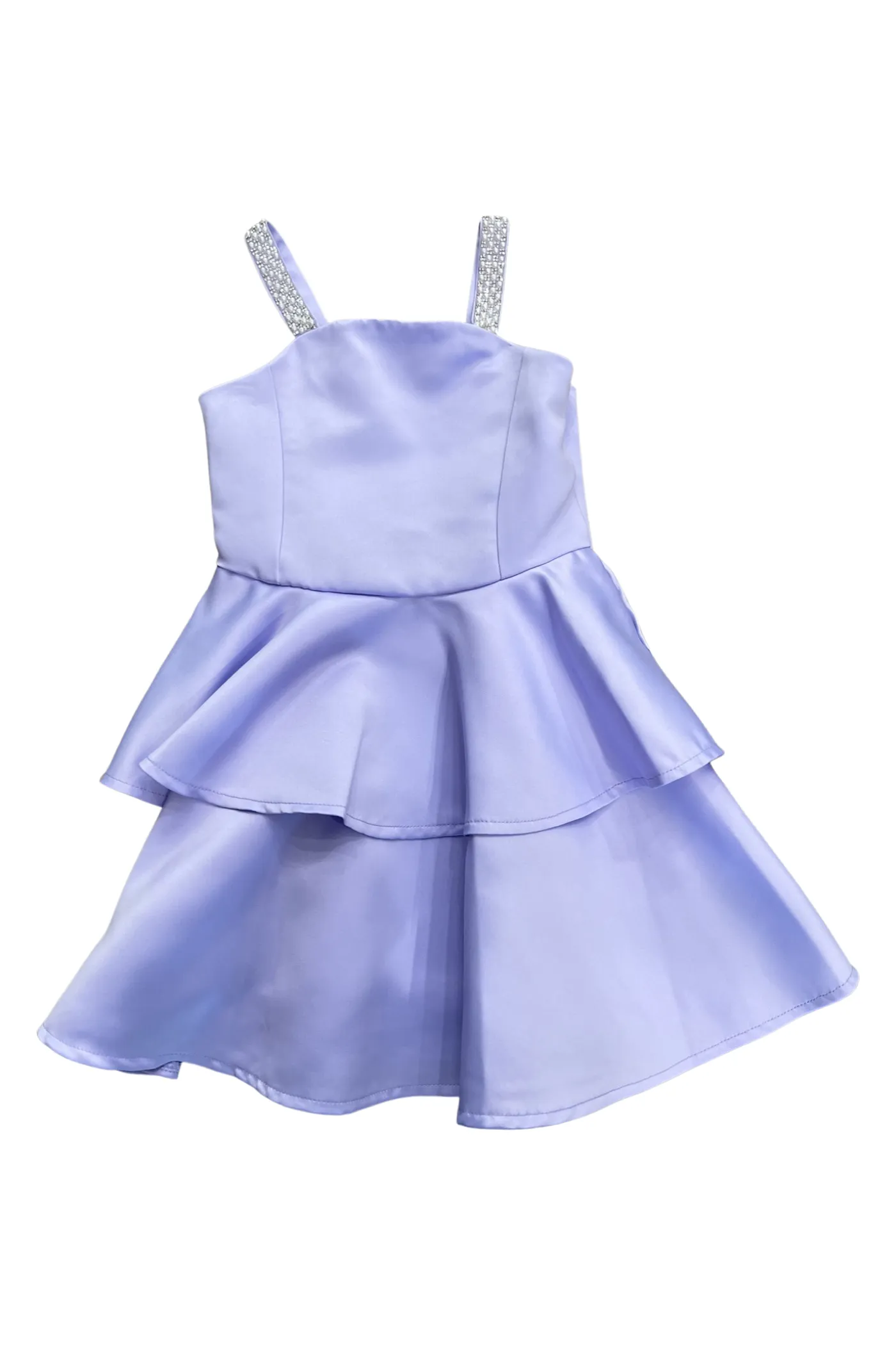 Satin Tiered Pearl Strap Dress