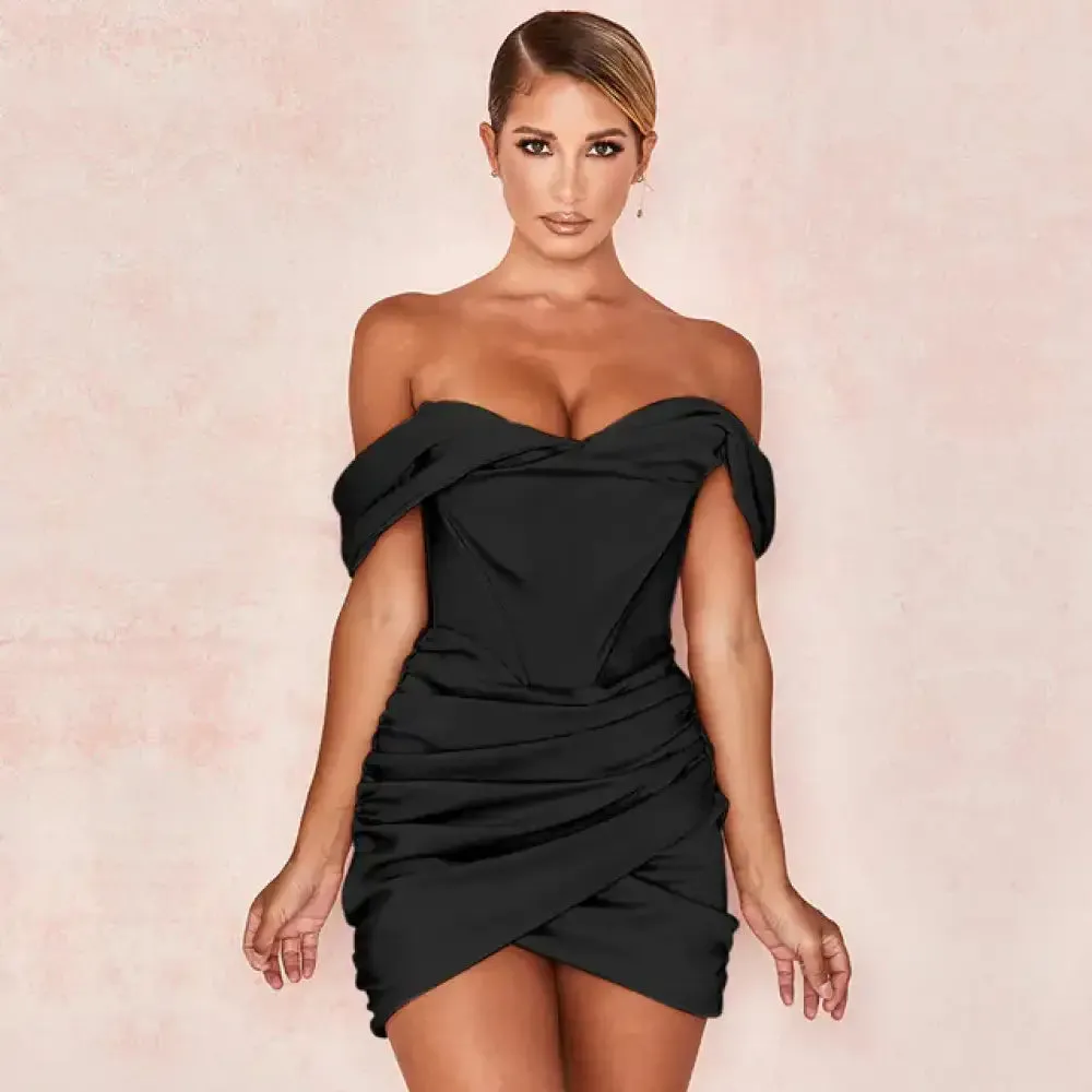 Sensational Satin Ruched Corset Dress: Empower Your Style!