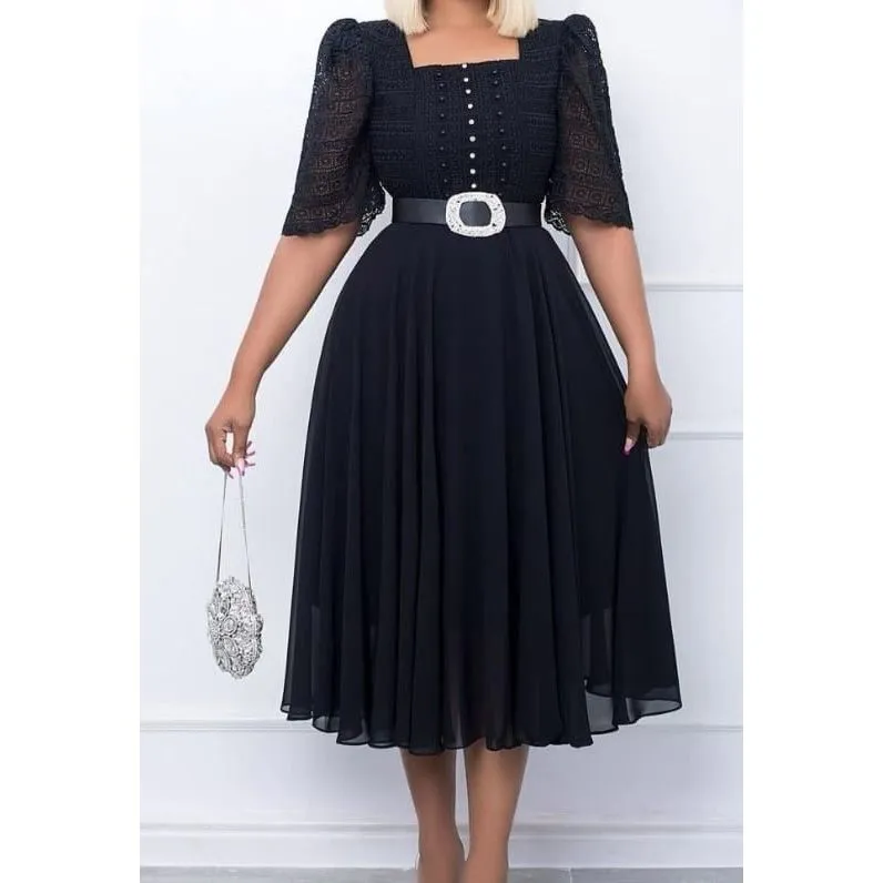 Square Neck Lace Dress