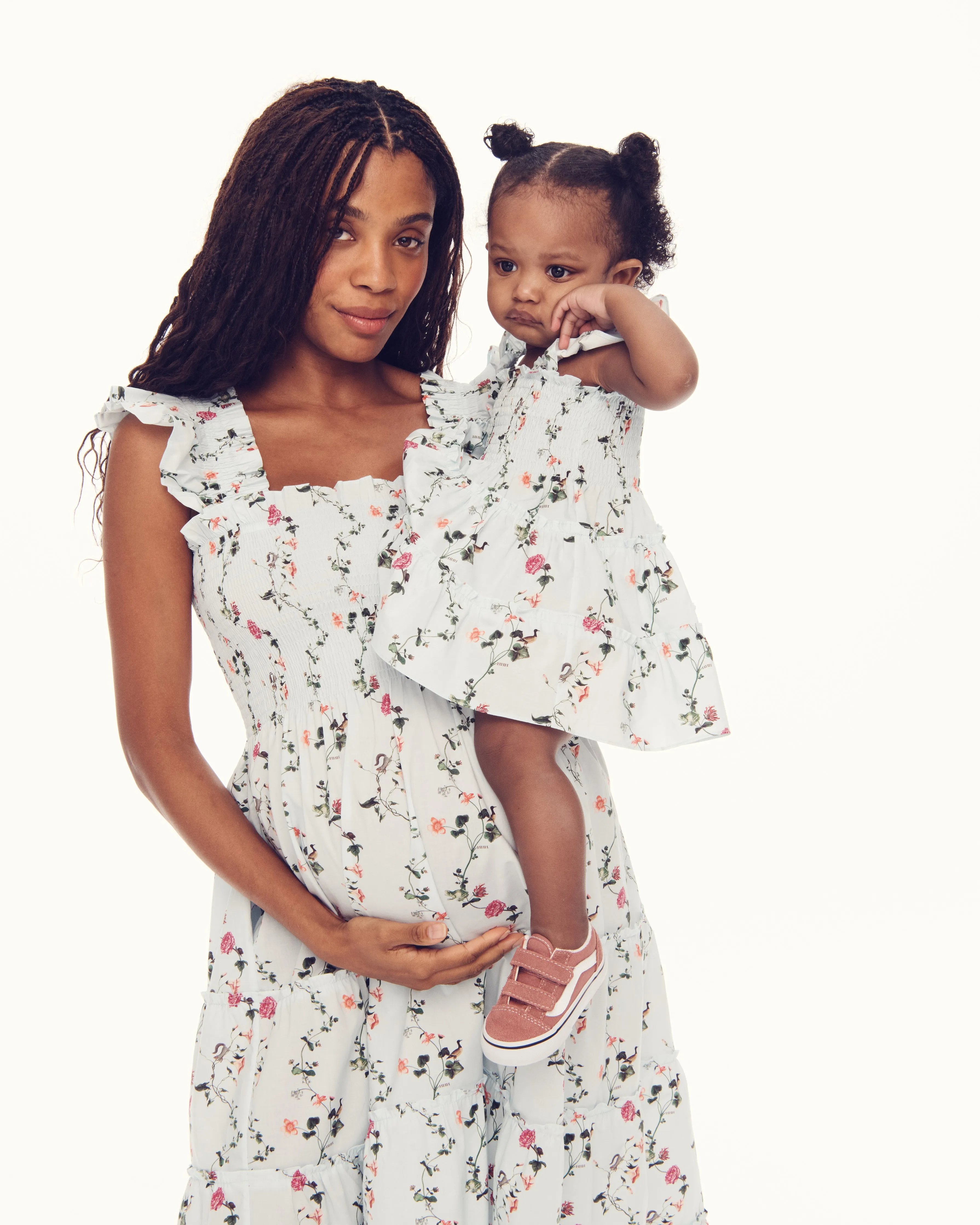 The Baby Ellie Nap Dress - Pond Floral Poplin