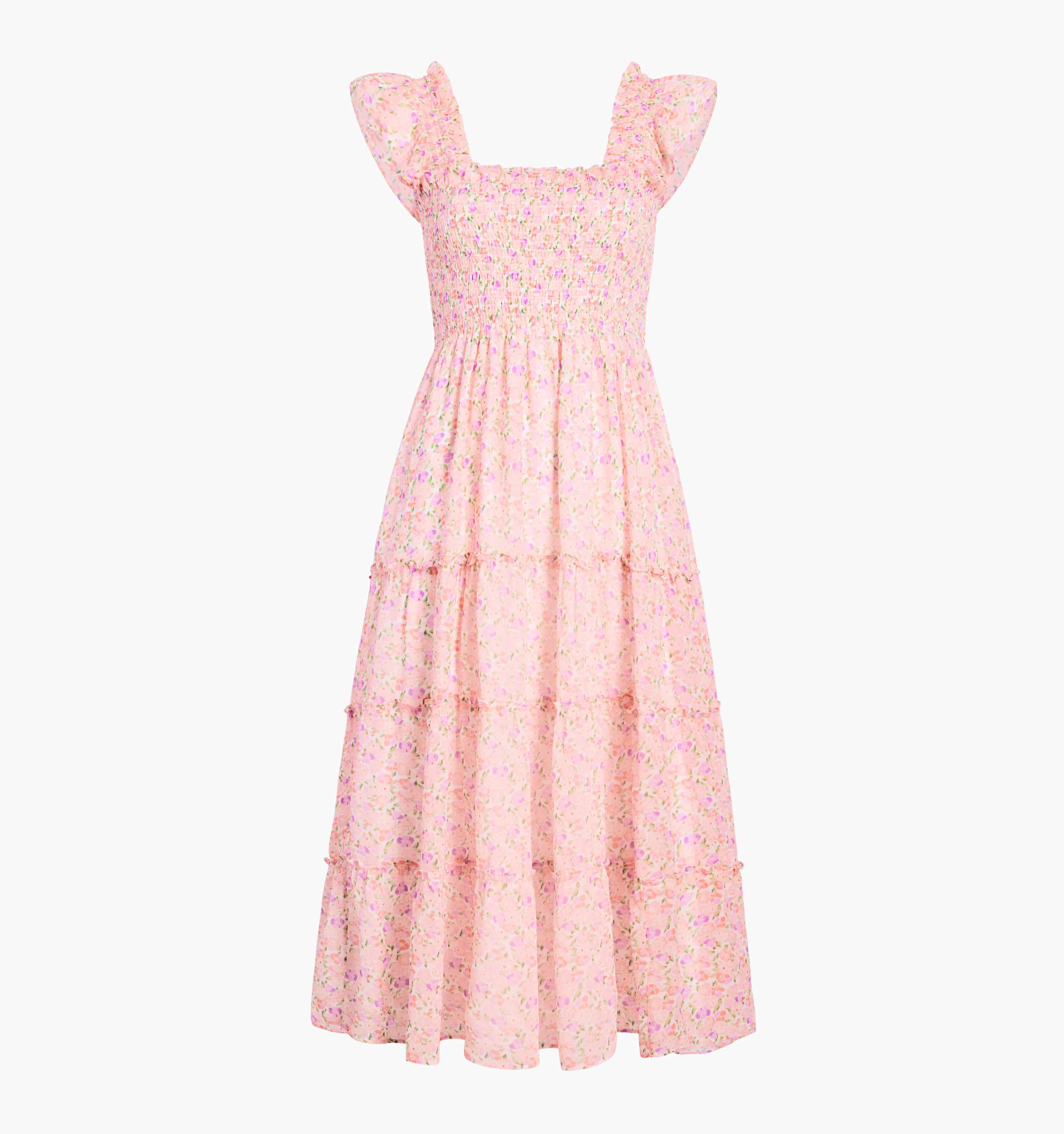 The Ellie Nap Dress - Pansy in Pink Multi Georgette