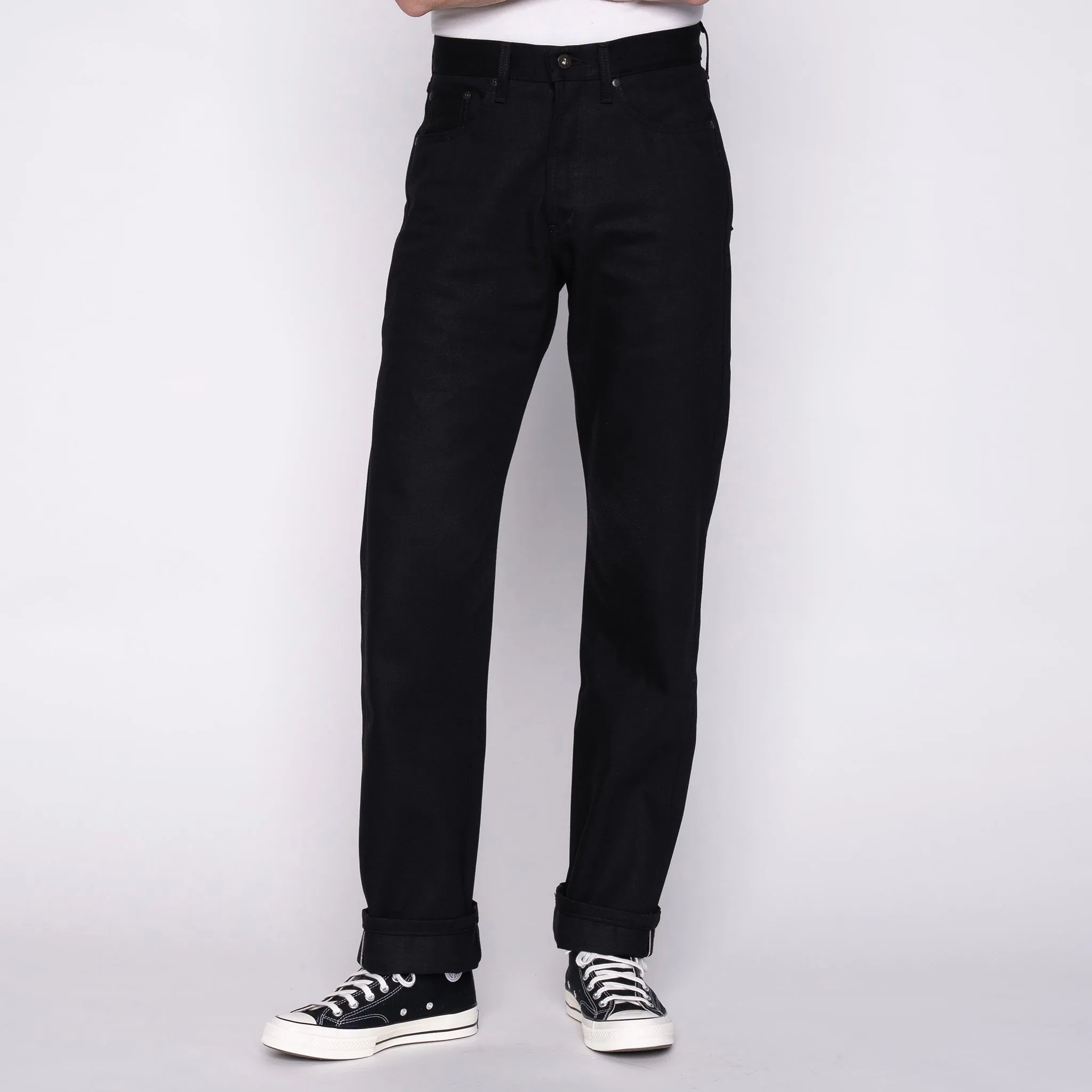 True Guy Solid Black Selvedge Denim Jeans