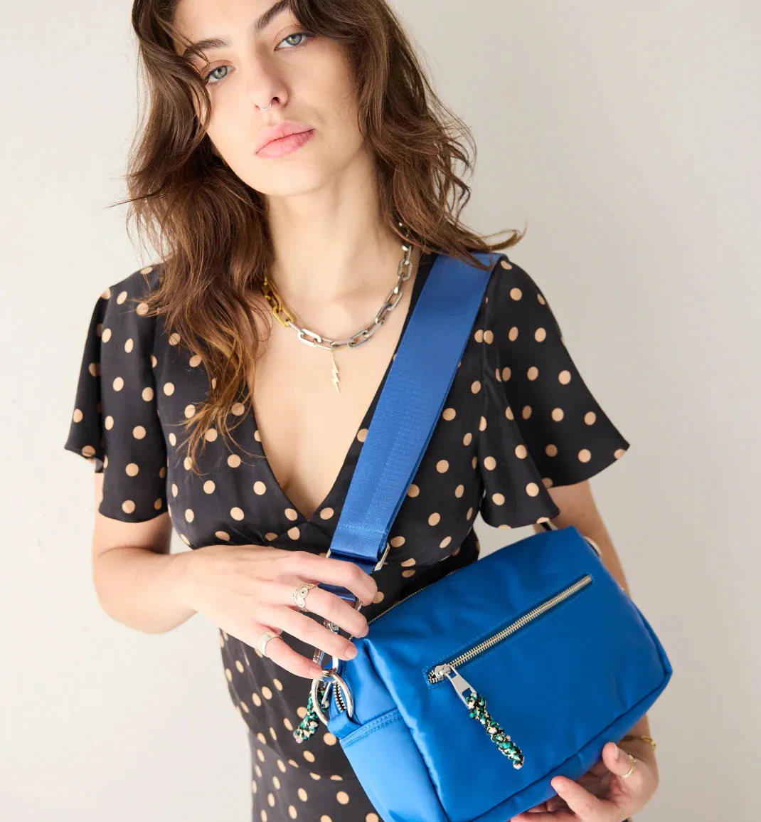 True North Nylon Clutch | Retro Blue Sporty Satin