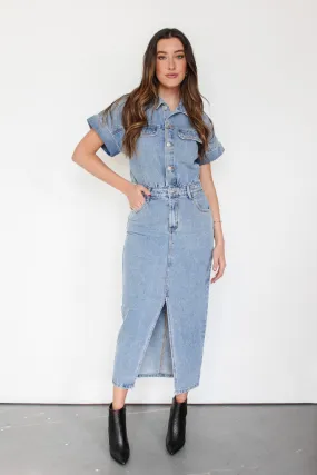 Chic Urban Jungle Long Denim Maxi Dress