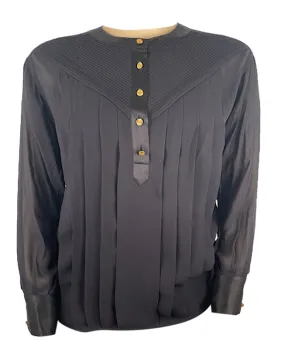 Vintage Early 1990’s Chanel Black Silk Pleated Blouse US 12