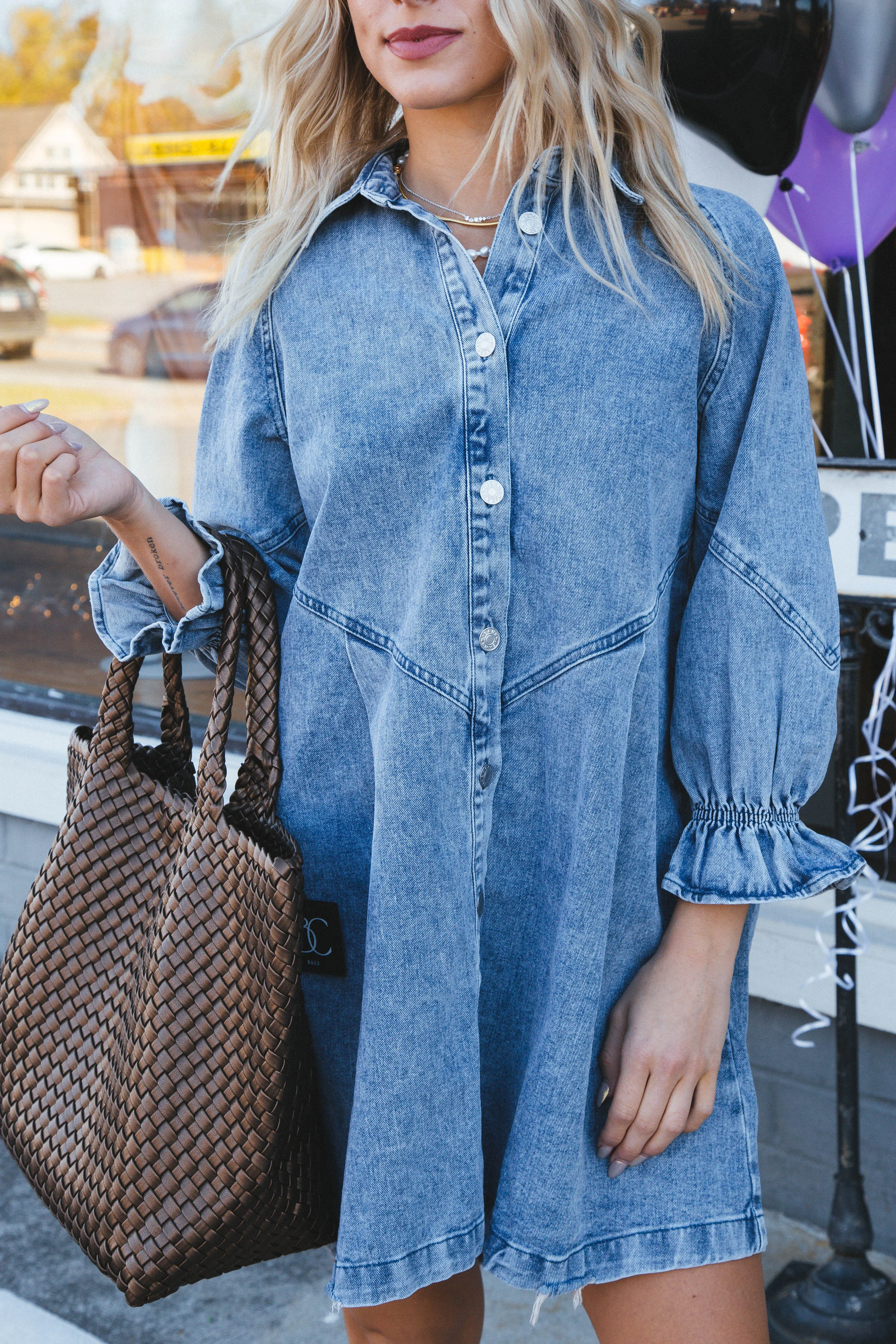 Winona Washed Denim Dress, Denim