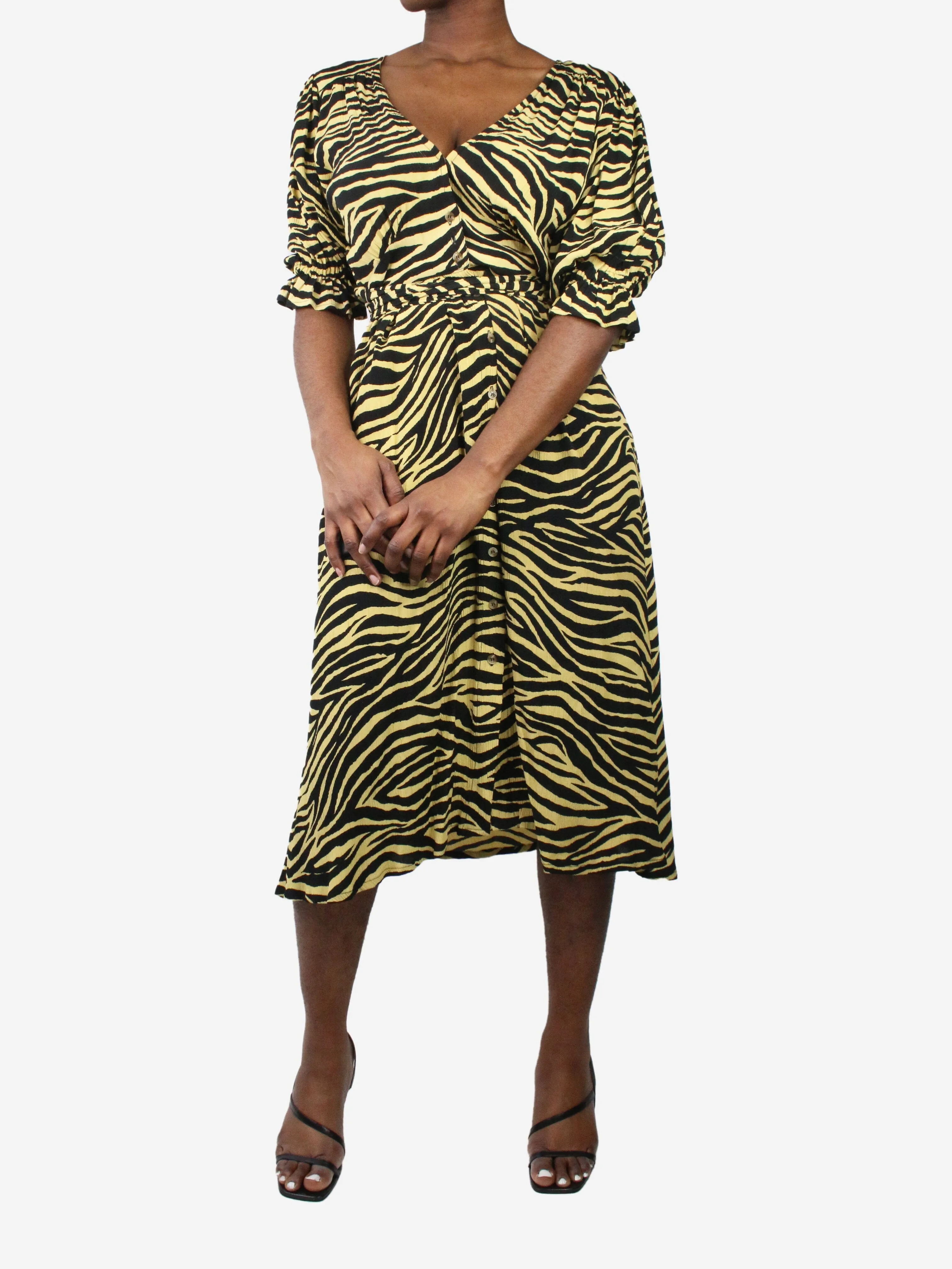 Yellow tiger print long dress - size US 6